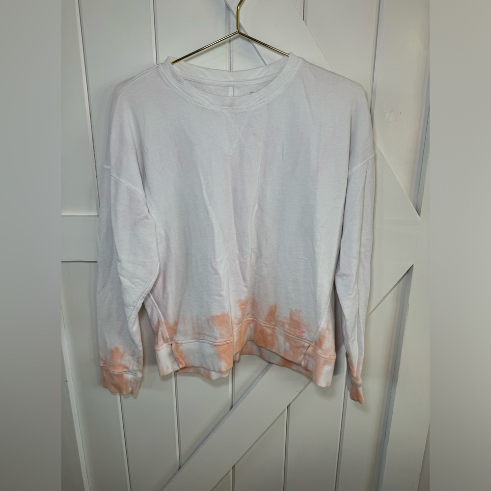 VINEYARD VINES TIE DYE DIPDYE SWEATSHIRT PULLOVER. WHITE & PEACH. SIZE M